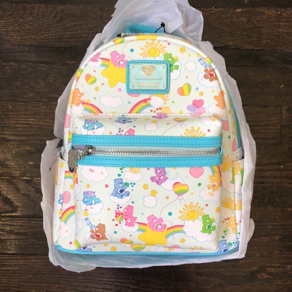 Loungefly Care Bears 40th white multi mini back pack fun playful casual NWT - Picture 2 of 10